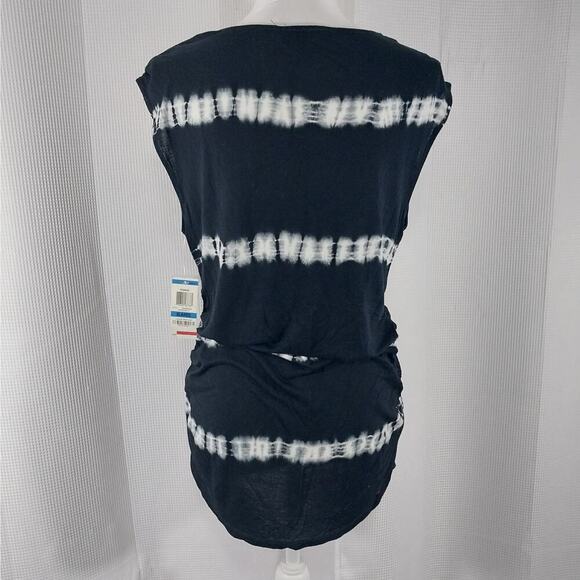 NWT! INC! BLACK & WHITE TYE-DYED SEQUIN TRIMMED DRAPEY NECK TOP, SHIRT! SZ XL - Picture 5 of 9